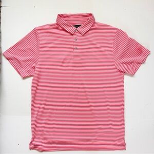 PGA TOUR Pro Series Size Medium Golf Polo Shirt - Pink Stripes